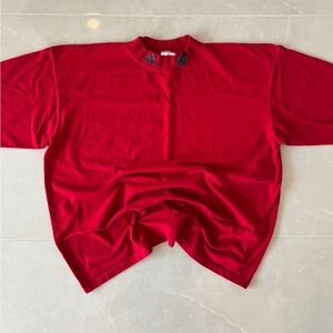 Adidas Wisconsin Red Mock Neck Boxy T-Shirt